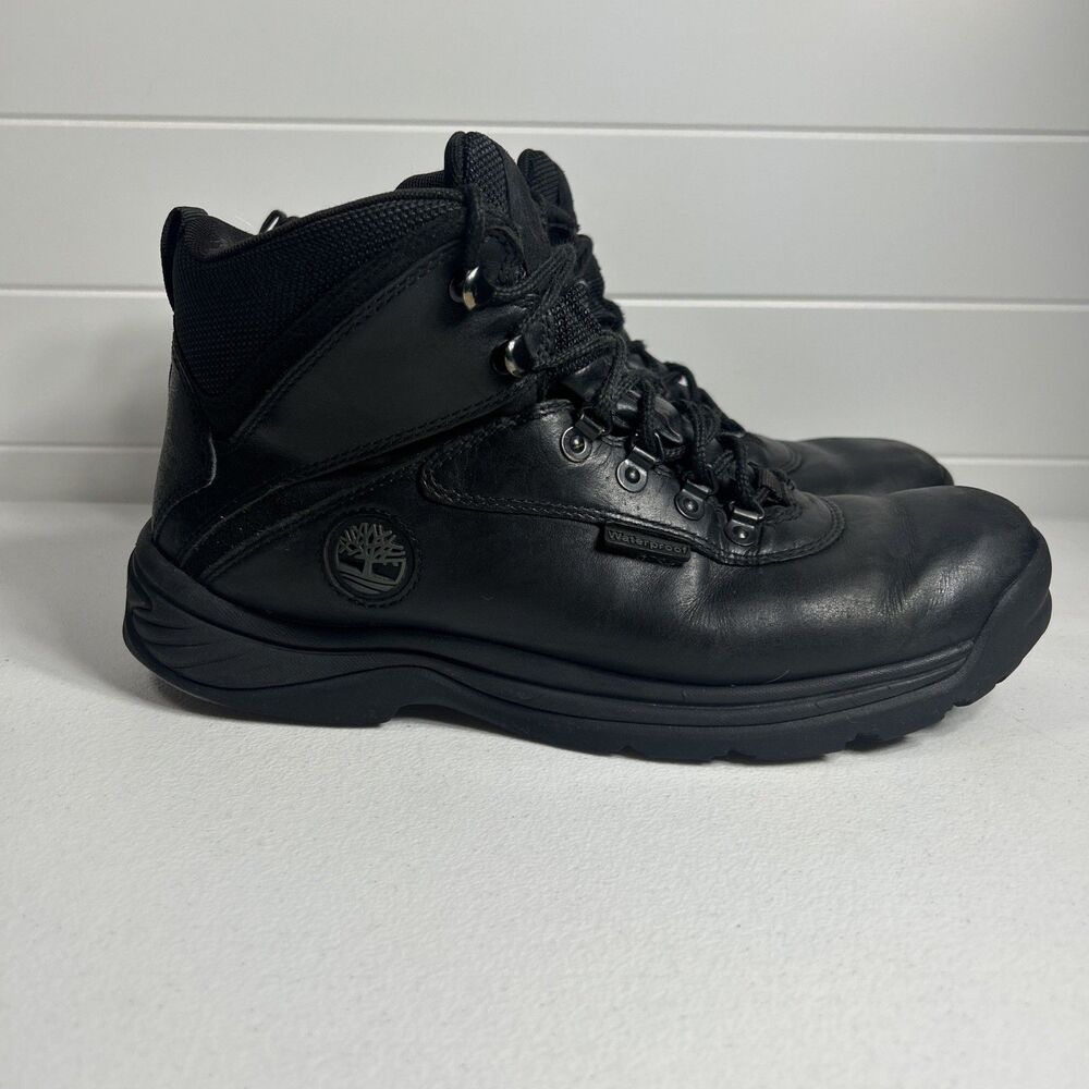 Timberland Men's Hiking Boots Size 10.5 Black White Ledge A9546 Mid Waterproof